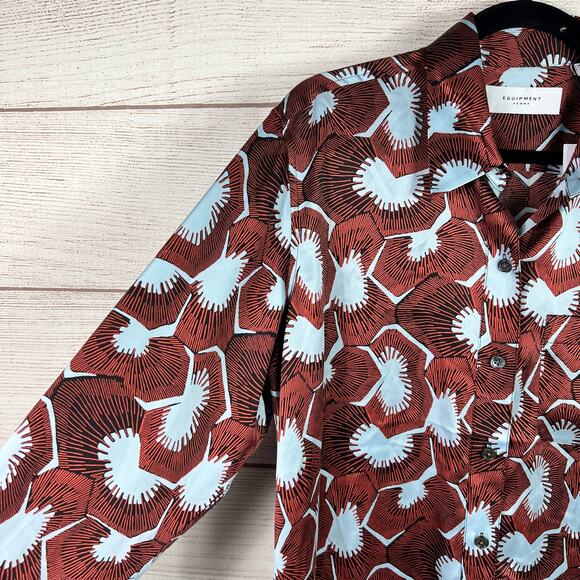 Equipment Plus Size Bradner Print 100% Silk Button Front Blouse Size 0X - Picture 4 of 8